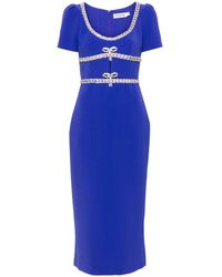 Self-Portrait - Midi Dress With Rhinestones And Cut-Out - Lyst