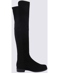 Stuart Weitzman - Black Suede And Stretch 50/50 Boots - Lyst