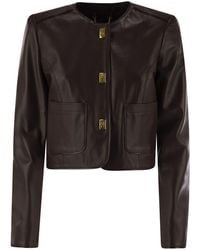 Elisabetta Franchi - Leather Jacket With Vinyl Details - Lyst