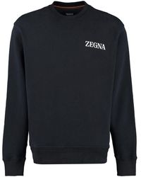 Zegna - Logo Detail Cotton Sweatshirt - Lyst