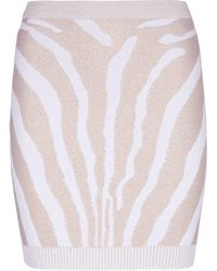 Balmain - High Waist Zebra Print Knit Short Skirt - Lyst