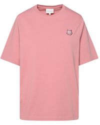Maison Kitsuné - Pink Cotton T-shirt - Lyst
