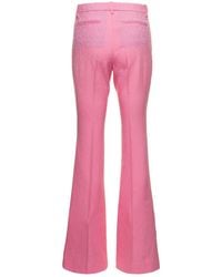 Versace - Pink Flare Pants With Tonal Logo Lettering In Wool Woman - Lyst