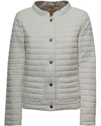 Herno Reversible White And Beige Quilted Nylon Down Jacket - Multicolor