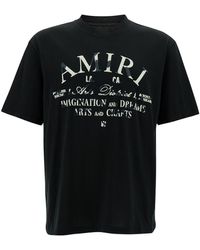 Amiri - Black T-shirt With Distressed Arts District Print In Cotton Man - Lyst