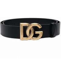 Dolce & Gabbana - Belt With Rutenium Dg Plaque - Lyst