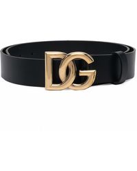 Dolce & Gabbana - Belt With Rutenium Dg Plaque - Lyst