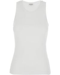Brunello Cucinelli - Sleeveless Top With Round Neck And Monil Detail On The Rear - Lyst