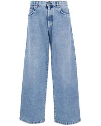 Versace - Light Five Pocket Jeans With Logo Patch - Lyst