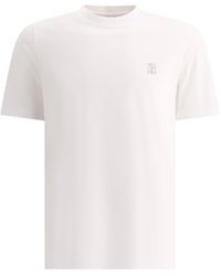 Brunello Cucinelli - Cotton Jersey Crew Neck T-Shirt With Printed Logo - Lyst