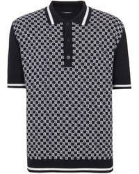 Balmain - Monogram-pattern Wool Polo Shirt - Lyst