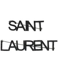 Saint Laurent Gemstone Logo Brooch - Black