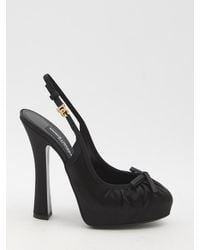 Dolce & Gabbana - Dolce&Gabbana Satin Slingback Platform Shoes - Lyst