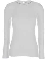 Brunello Cucinelli - Long-Sleeve Top With Monile Detail - Lyst