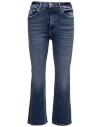 ICON DENIM - Black High-waisted Slightly Flared Jeans In Cotton Denim Woman - Lyst