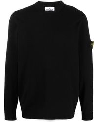 Stone Island - Logo Cotton Crewneck Sweater - Lyst