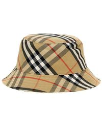 Burberry - Logo Embroidery Check Bucket Hat - Lyst