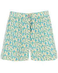 Versace - Monogram Print Silk Shorts - Lyst