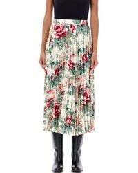 Junya Watanabe - Floral Pleated Midi Skirt - Lyst