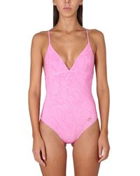 Etro - One Piece Swimsuit With Logo - Lyst