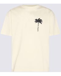 Palm Angels - Cream And Cotton T-Shirt - Lyst
