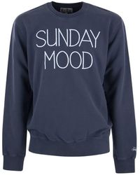 Mc2 Saint Barth - Cotton Sweatshirt With Sunday Mood Lettering - Lyst