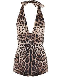 Dolce & Gabbana - Dolce & Gabbana Leopard Print Stretch Nylon Swimsuit - Lyst