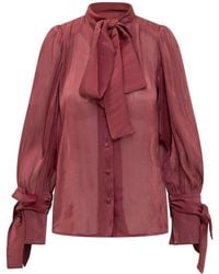 ACTUALEE - Satin Blouse With Bow - Lyst