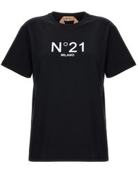 N°21 - Flocked Logo T-shirt - Lyst