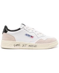 Autry - Medalist Sneakers In White Calf Leather And Suede - Lyst