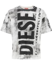 DIESEL - Printed T-Shirt With Oversized Logo - Lyst