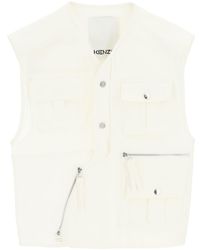 KENZO Utility Vest In Canvas And Mesh - Multicolor