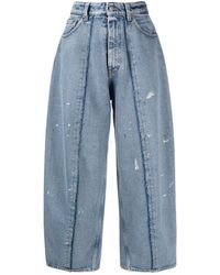 MM6 by Maison Martin Margiela - Wide Leg Jeans With Distressed Effect - Lyst