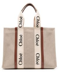 Chloé - Woody Medium Cotton-canvas Tote Bag - Lyst