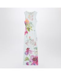 Loewe - Silk-Blend Dress With Floral Digital Print - Lyst