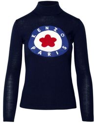KENZO - Blue Wool Turtleneck Sweater - Lyst
