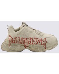 Balenciaga - Cream, Red And Black Leather Triple S Sneakers - Lyst