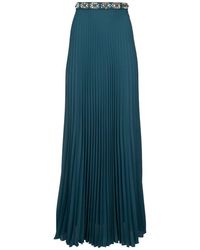 Elisabetta Franchi - Long Pleated Georgette Skirt With Embroidery - Lyst