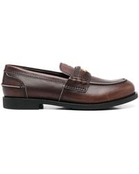 Miu Miu - Leather Distressed Penny Loafers - Lyst