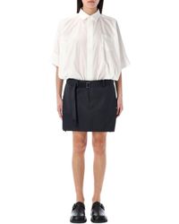 Sacai - Cotton Poplin X Wool Mini Dress - Lyst