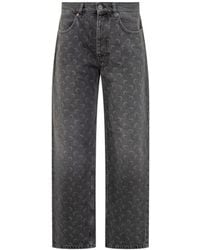 Marine Serre - Marine Greenhouses Jeans In Grey Denim With Lunar Patterning - Lyst