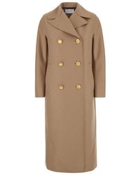 Harris Wharf London - Military Coat With Golden Buttons Pressed Wool - Lyst