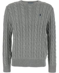 Polo Ralph Lauren - Crewneck Sweater With Pony Embroidery On The Front And Woven Knit - Lyst