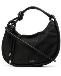 Ganni - Knot Baguette Bag Black In Nylon - Lyst