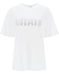 ROTATE BIRGER CHRISTENSEN - Crew-Neck T-Shirt With Crystal Logo - Lyst