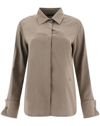 Max Mara - "Candia" Classic Silk Canvas Shirt - Lyst