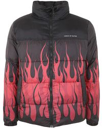 Vision Of Super - Black Puffy Jacket With Red Flames Clothing - Lyst
