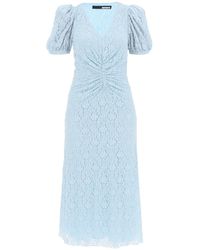 ROTATE BIRGER CHRISTENSEN - Midi Lace Dress With Puffed Sleeves - Lyst