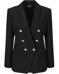 Balmain - Double Breasted 6 Buttons Wool Jacket In Black - Lyst