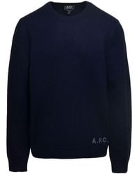 A.P.C. - Edward Crewneck Sweater With Embroidered Logo - Lyst
